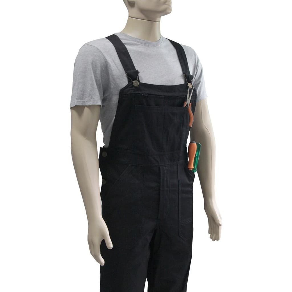 Jardineira Sarja Masculino Preto Comfort Plus Size Acabamento Premium Casual Trabalho
