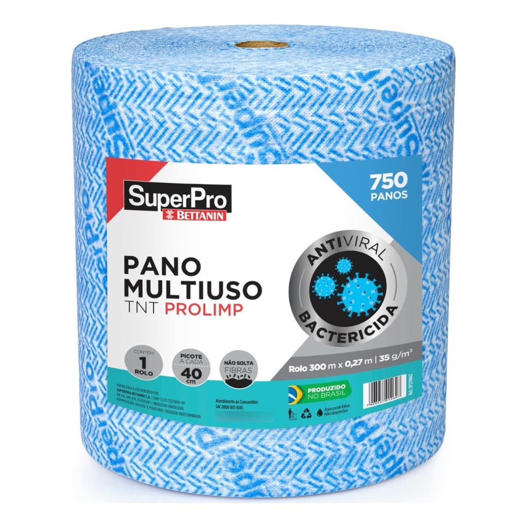 Pano De Limpeza Multiuso Superpro 750 Panos Rolo 300 Metros