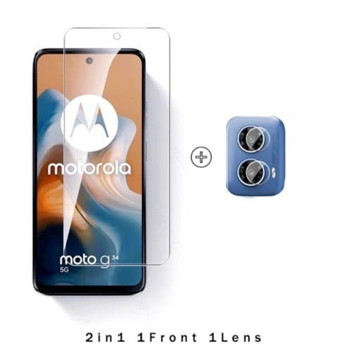 Película vidro de Câmera +vidro de tela sem borda preta Moto G24 Power G34,G04,G24 +vidro de Câmera