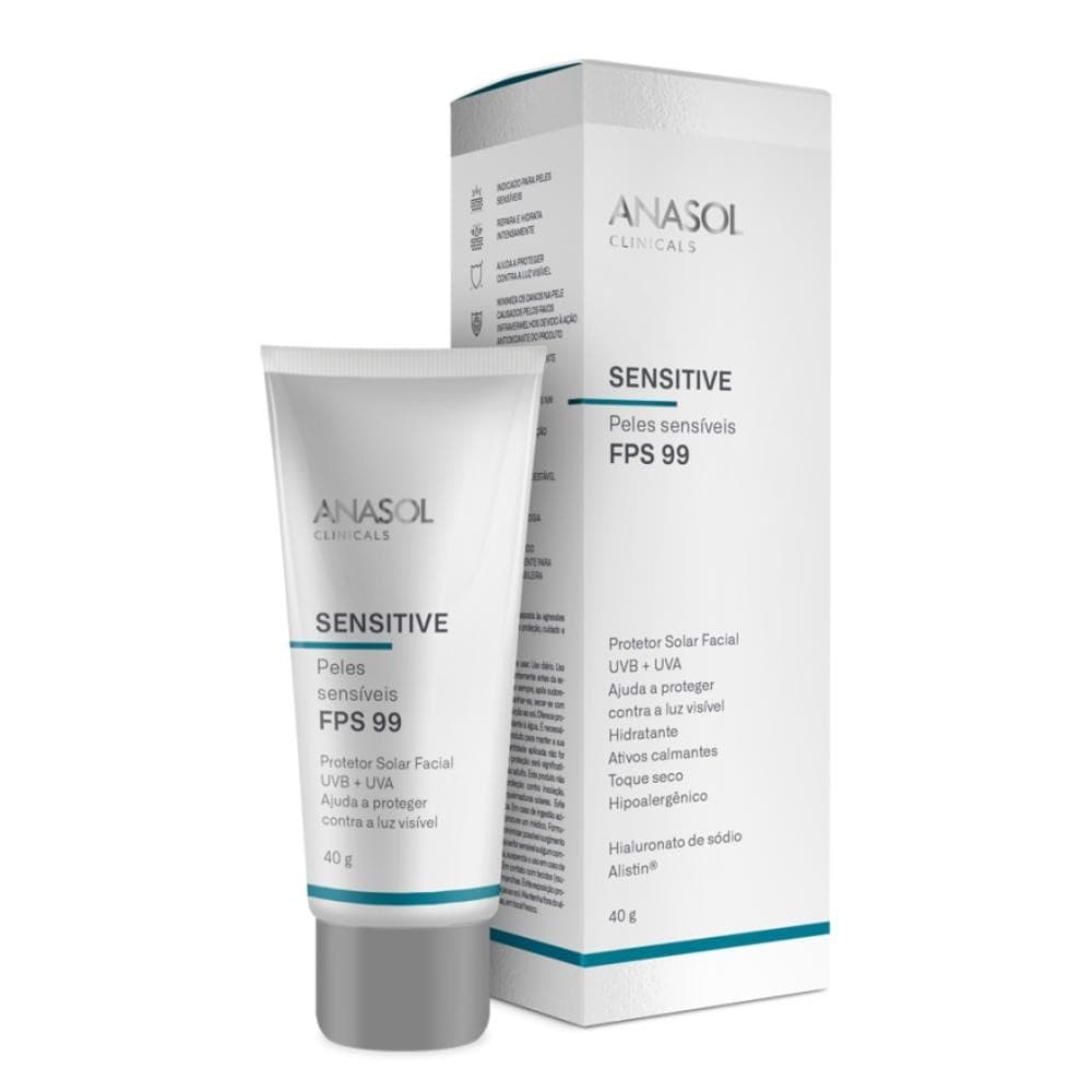 Anasol Protetor Facial Clinicals Sensitive Fps 99  40 gr Toque Seco com 1 unidade Vegano
