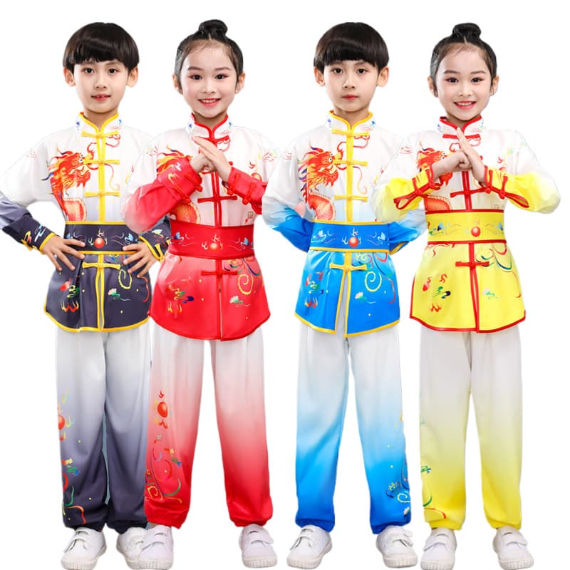 Roupas de Prática de Kung Fu para Crianças, Trajes de Performance de Wushu para Adultos, Vestuário Étnico Chinês, Trajes