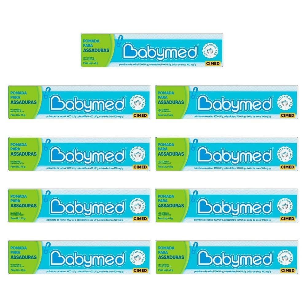 Kit 9 Pomadas Para Prevenção De Assaduras Babymed Azul 45g