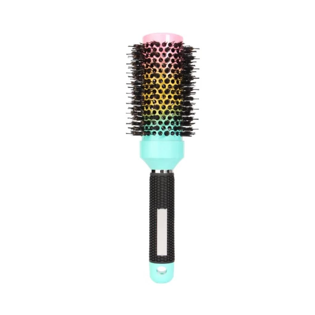 Escova de Cabelo de Cerâmica Térmica Profissional com Cerdas Mistas de Javali e Nylon Iônica e Cabo de Borracha 43mm
