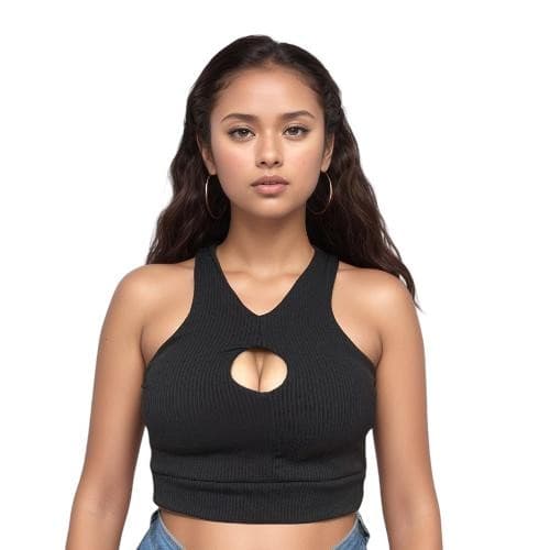 Cropped Basico Com Detalhe Na Frente Feminino Atoalhado