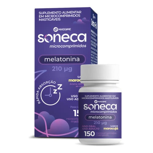 Melatonina Soneca 150 Comprimidos Mastigáveis Sabor Maracuja - Massime