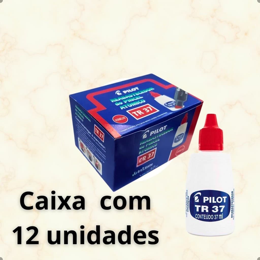 Kit Com 12 Tintas Reabastecedora Permanente 37ml p/ pincel atômico marcador vermelho multiuso pilot
