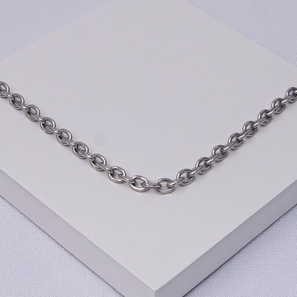Corrente Aço Inox Prateada Elo Cadeado 60cm