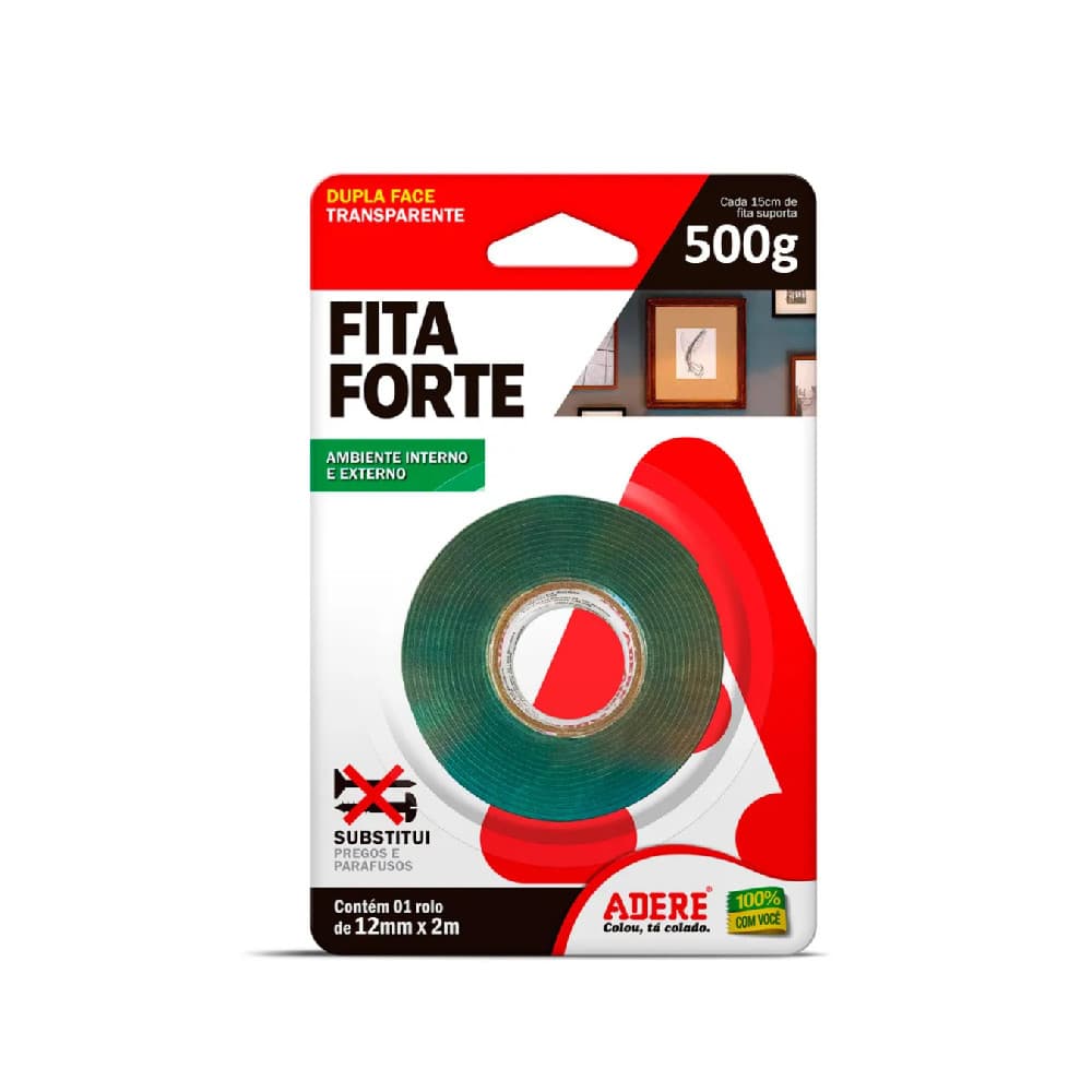 FITA FORTE DUPLA FACE MASSA  ACRILICA TRANSP. ADERE 12MMX02M