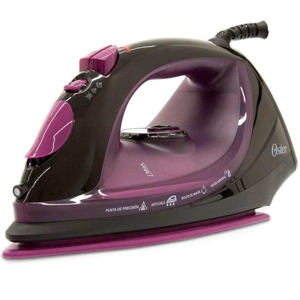 Ferro de Passar a Vapor Oster GCSTBS5956 220V Base Cerâmica Jato de Vapor 1600W Preto e Roxo