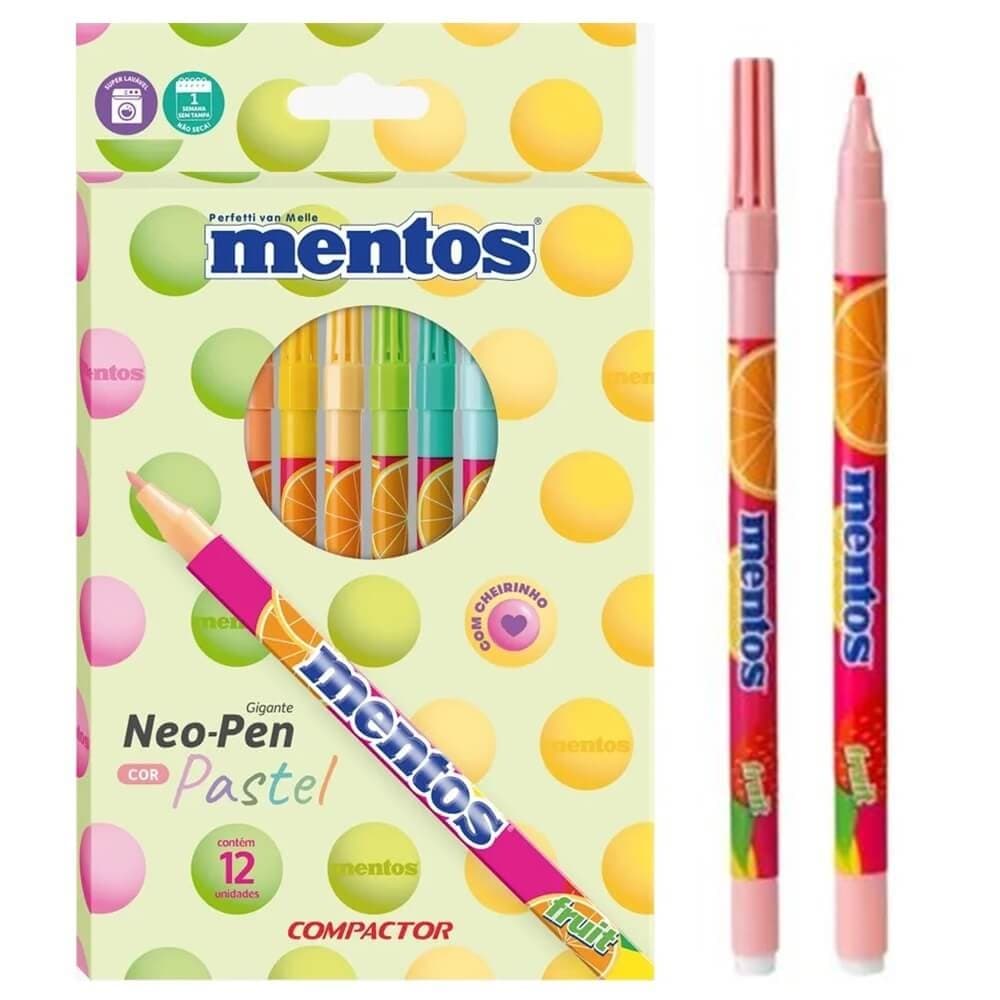 Canetinha Hidrocor Neo Pen Gigante Mentos Pastel com 12 Cores - Compactor