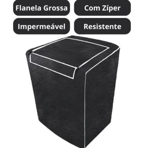 Capa Máquina de Lavar Zíper Todos Tamanhos Electrolux Brastemp Consul Colormaq Preto e Cinza