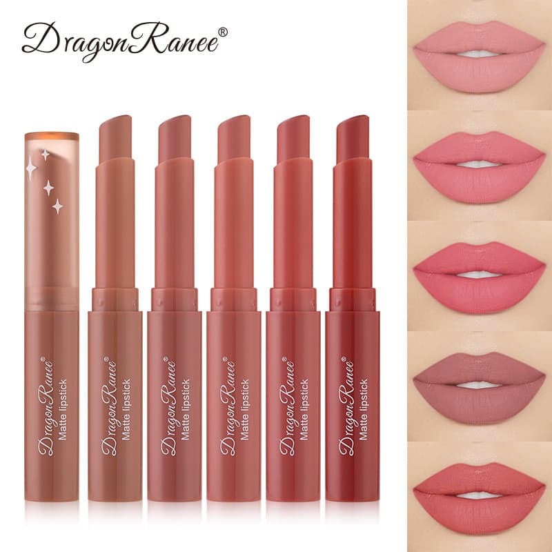 Nude Color Bean Paste Matte Batom Caneta Diagonal Antiaderente Copo Fácil De Colorir Estilo Europeu Americano Hidratante