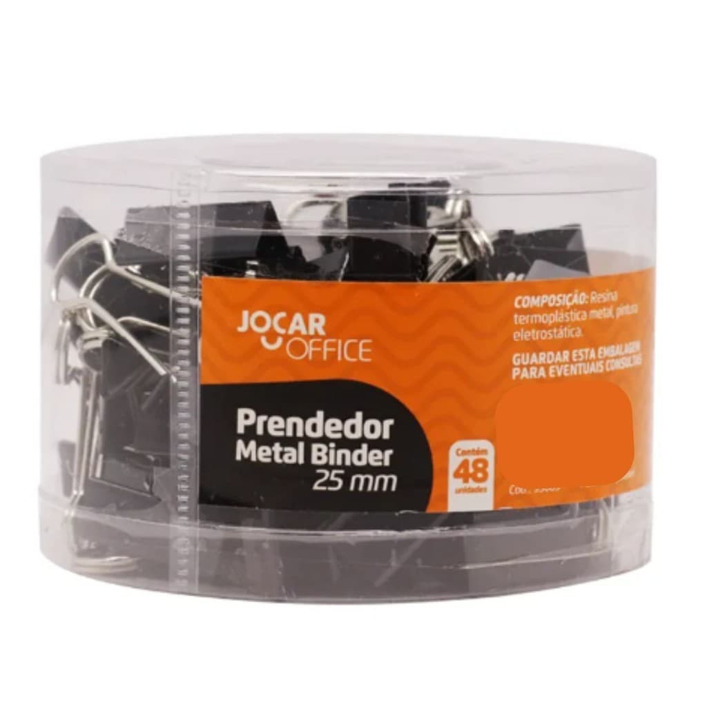 PRENDEDOR DE PAPEL GRAMPO BINDER BORBOLETA 25MM PRETO POTE 48 UNIDADES - LEONORA