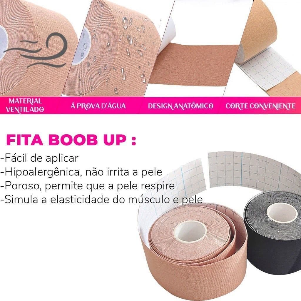 Fita Adesiva Para Levantar Seio Rolo de Fita Invisível 5m Em Algodão e Elastano P.HQ