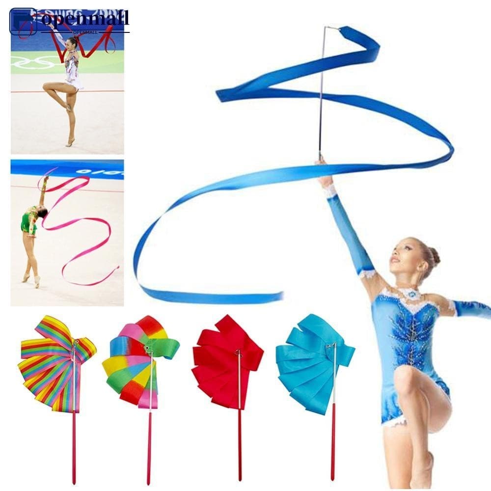 openmall 2M Dança Ginástica Colorida Rítmica Arte Fitas Ginásticas Ballet Streamer Bastão De Vara Giratória Para Treinamento Adultos E Crianças B8Y4