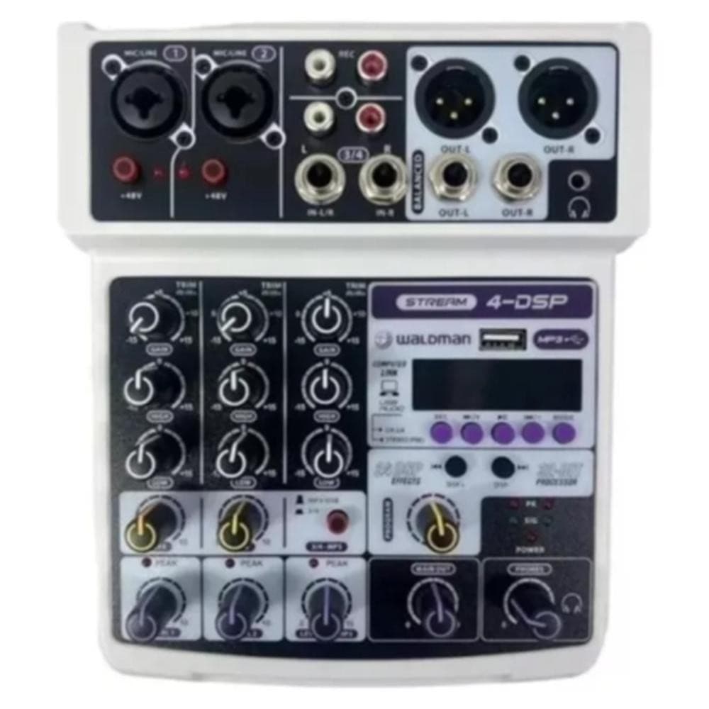 MISTURADOR DE SOM WALDMAN 4 CANAIS INTERFACE DE AUDIO ST-4DSP +48V