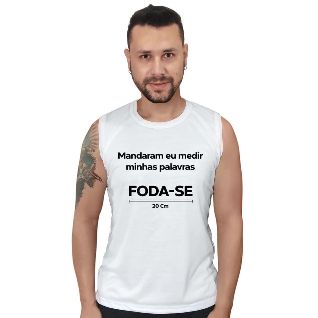 Camiseta Camisa Regata Machão Masculina Frases Engraçadas Criativas Humor Meme Malha Fria Confortável