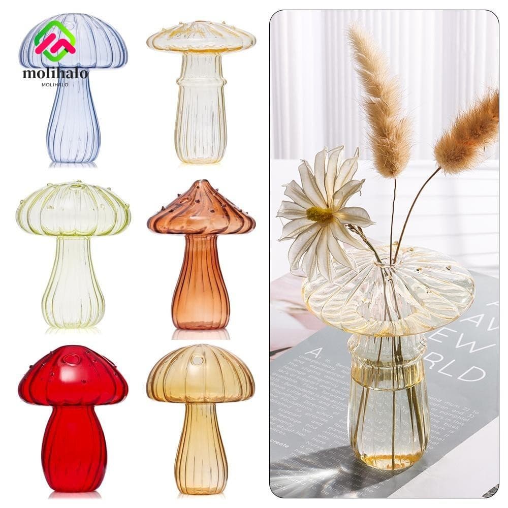 Garrafa De Flores MOLIHALO , Vaso De Vidro Transparente De Cogumelo , Flor De Decoração De Casa Hidropônico