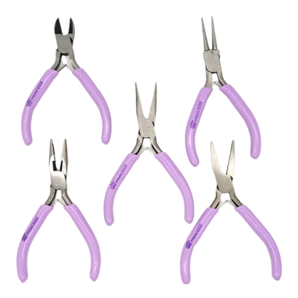 Kit Alicate Para Montagem Bijuterias Princess 5 Unidades Lilás Corte
