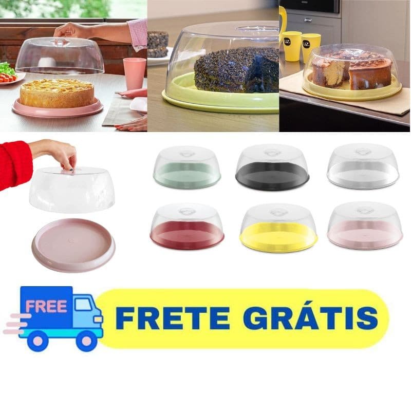 Porta Bolo Torta Boleira Com Tampa Cozinha Gourmet Plus UZ Envio Imediato
