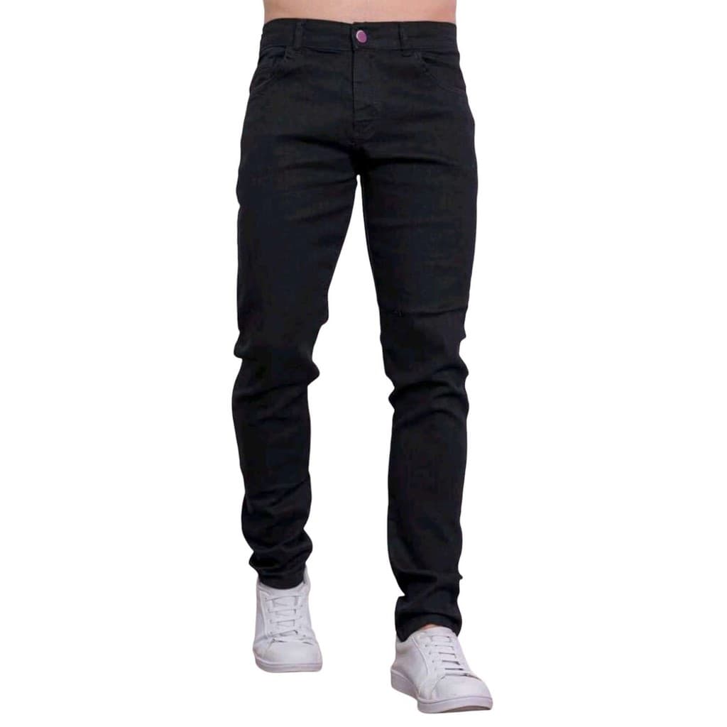 Calça Masculina Skinny Jeans Preta Com Bolso