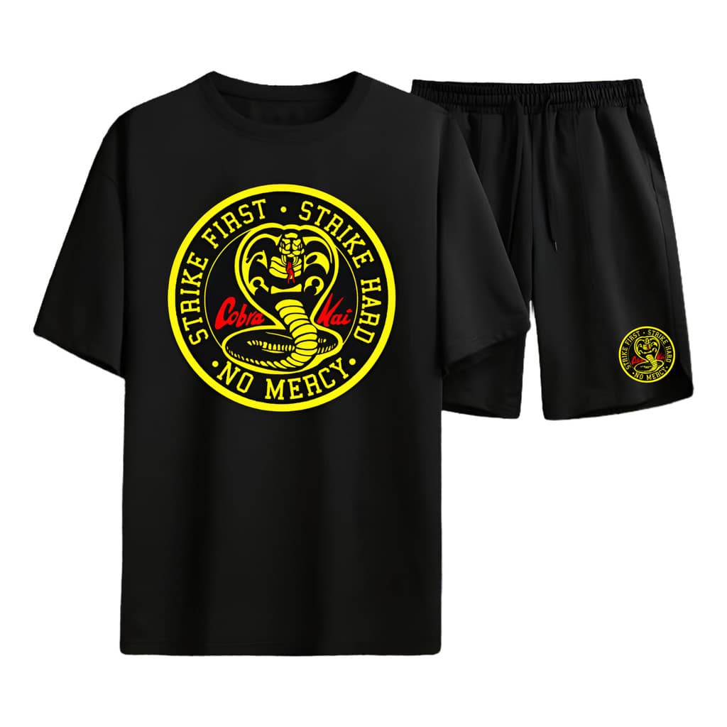 Kit Camiseta E Bermuda Algodão Cobra Kai Dojô Caratê