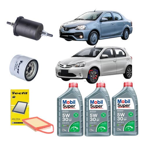Kit Troca De Oleo Etios 1.3 1.5 5w30 Mobil 2012 A 2015