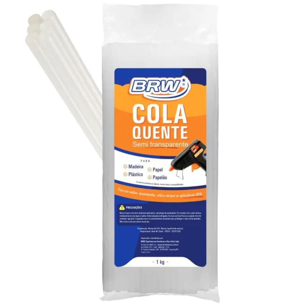 Bastão De Cola Quente Semi Transparente Médio Brw 1kg