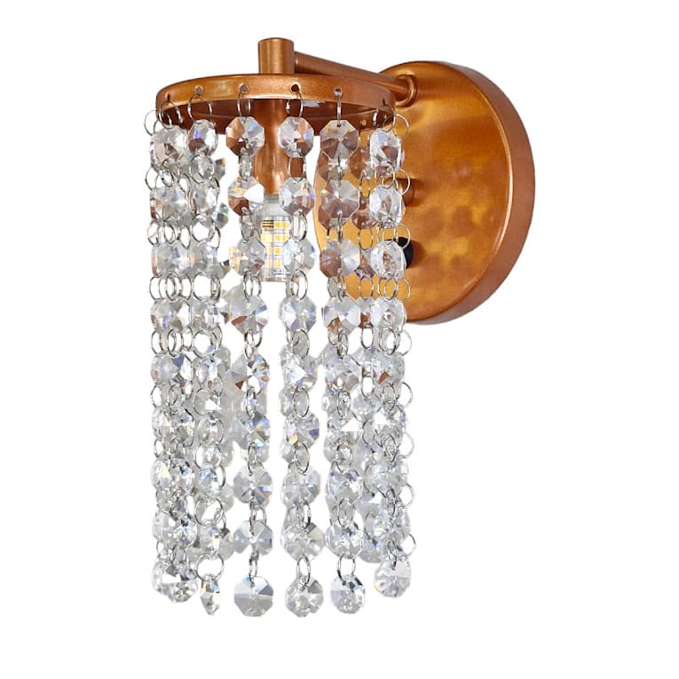 Arandela Cristal Acrilico Cobre Redonda Brithess Life
