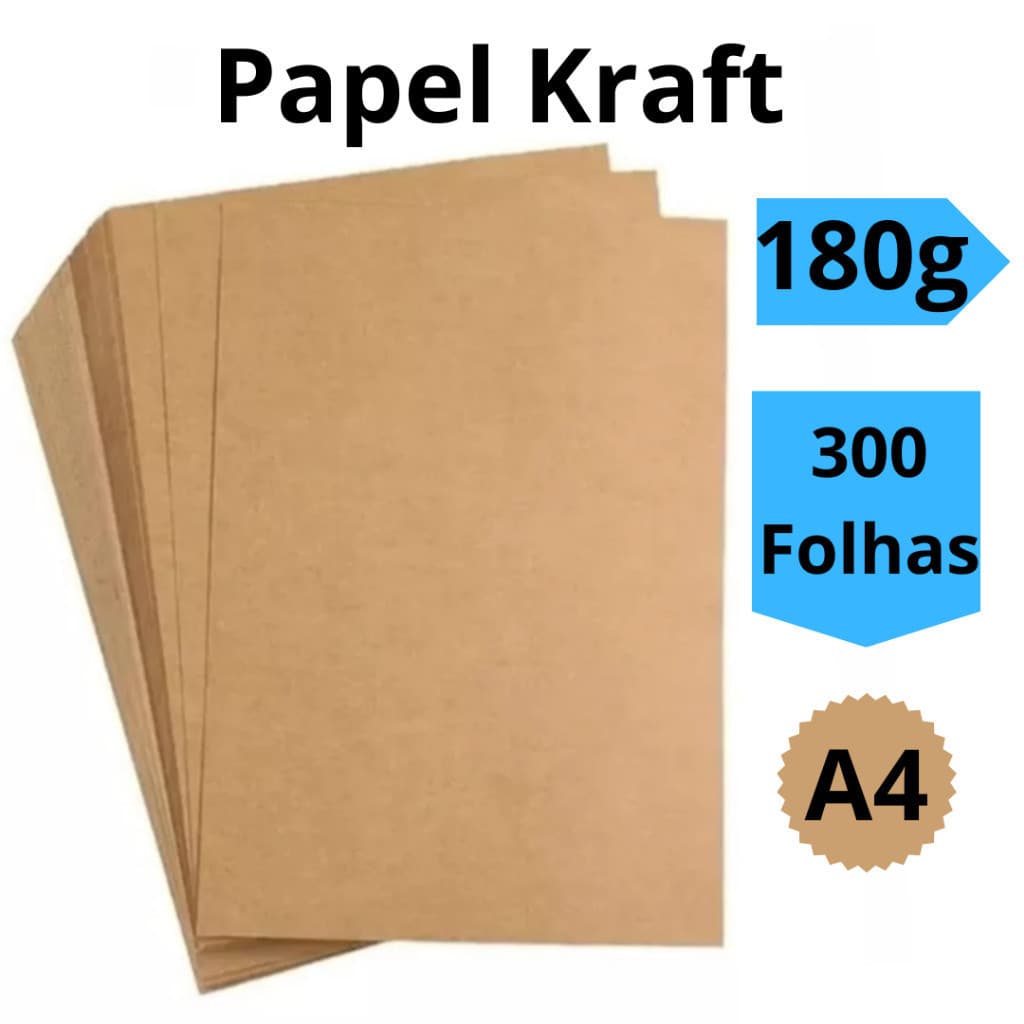 Kit 300 Folhas Papel Kraft A4 180g Artesanato Premium Masterprint