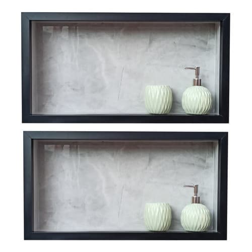 Kit 2 Nichos Porcelanato Pulpis Borda Preta 60x32 Banheiro