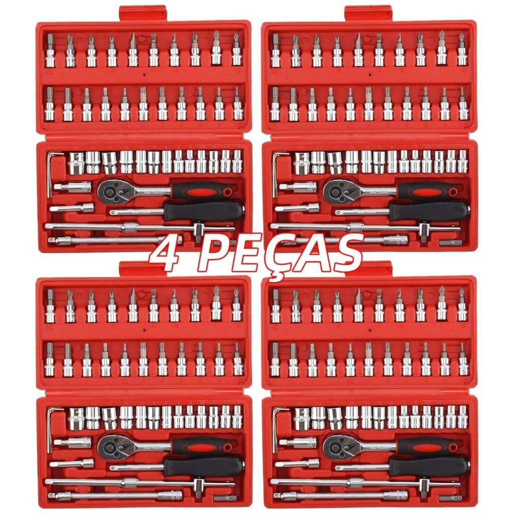 Jogo De Soquetes Chave Catraca Reversível Com Maleta Jogo De Ferramentas Completo Kit De Ferramentas 46 Peças
