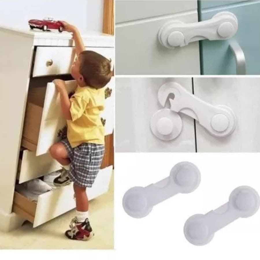 2 Peças Trava de Portas e Gavetas Moveis Segurança Proteção Para Bebe MGV