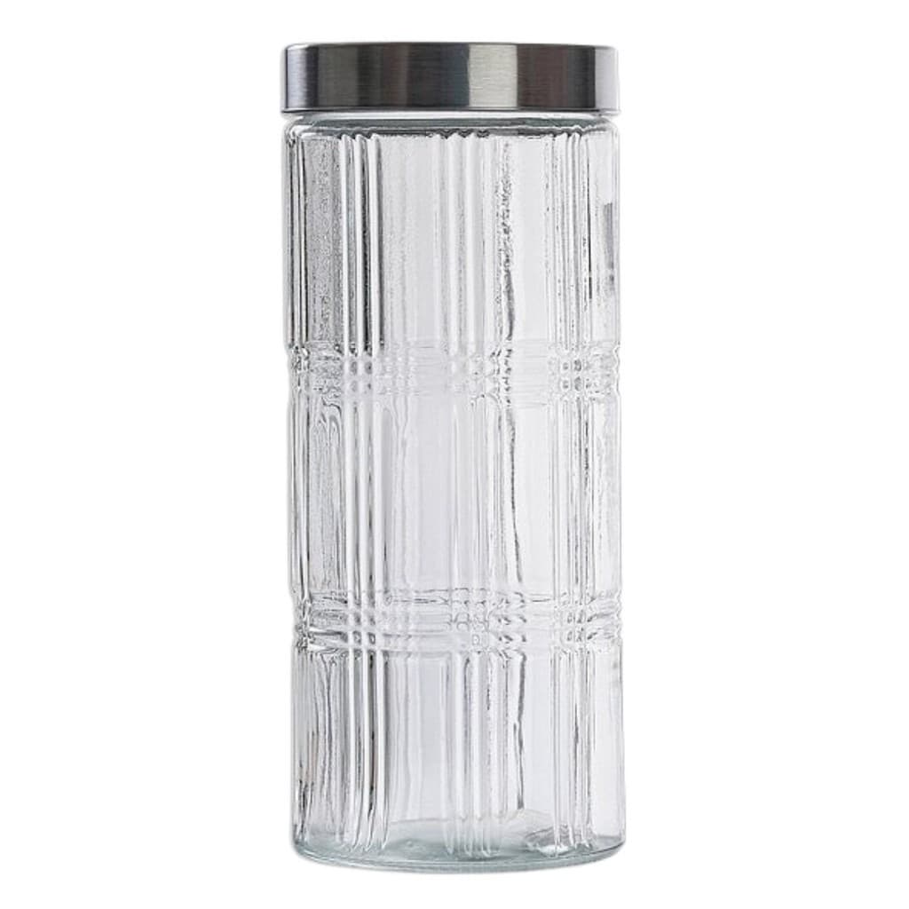 Pote Porta Mantimento Vidro Redondo Tampa Inox Elegance 2,15L Cozinha Premium Armazenar - Le Bianco