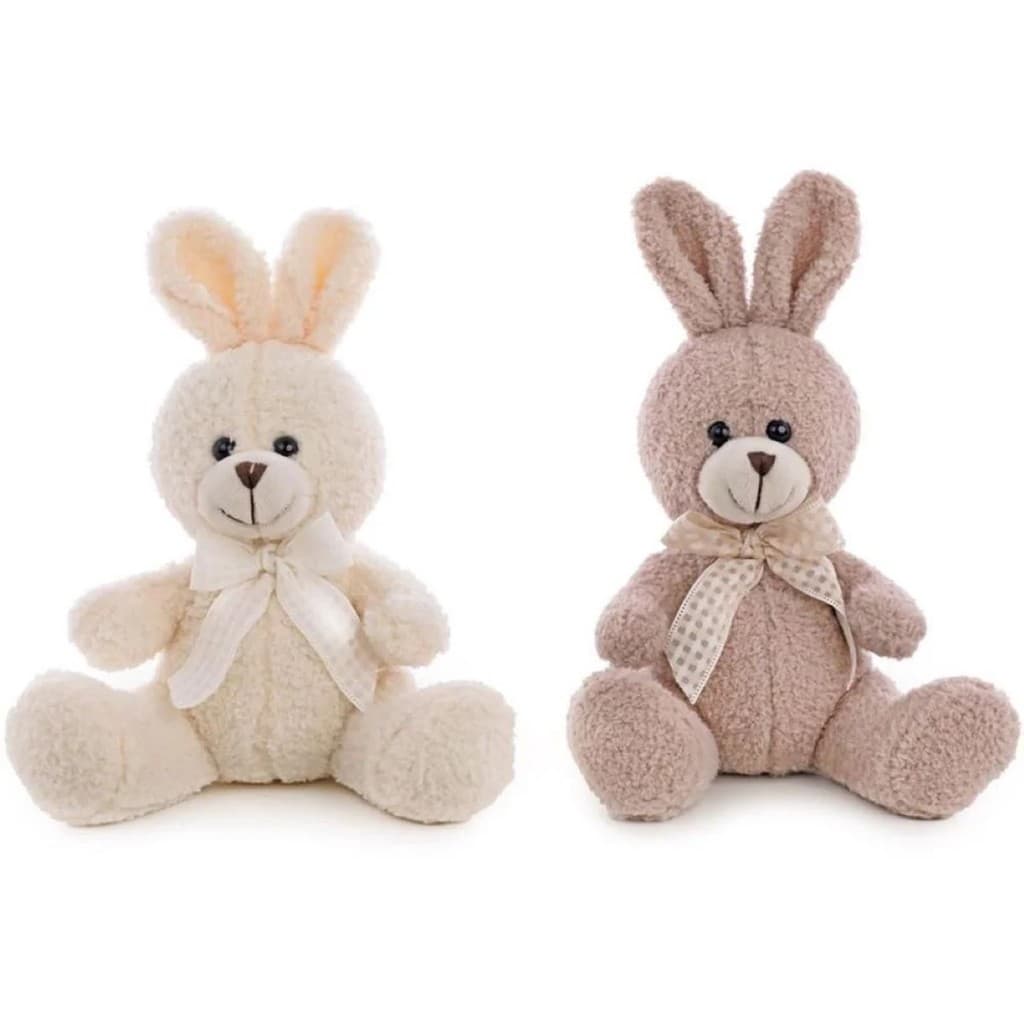 COELHO DE PELUCIA BRANCO E MARROM 25cm
