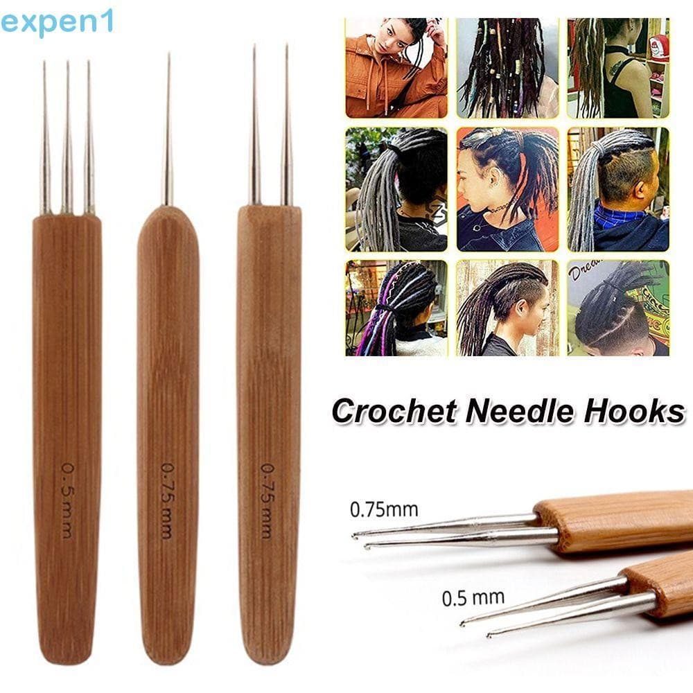 Agulha De Crochê EXPEN One/Doube/Micro Gancho De Cabeça Tripla Para Extensão De Cabelo Tecer Fazer Dreadlock