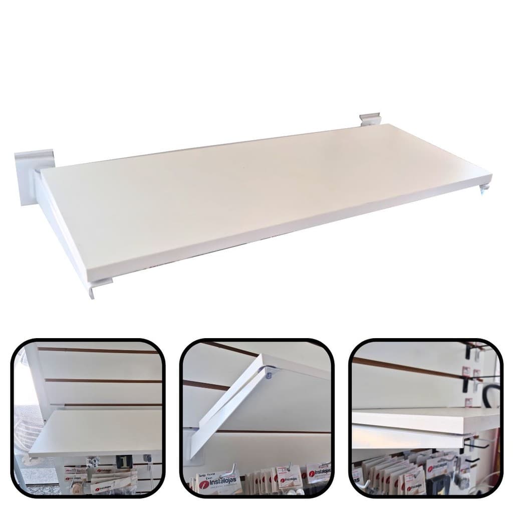Kit Prateleira MDF 30x60 Branco + Suporte Canaletado Direto e Esquerdo
