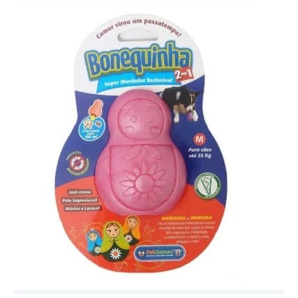 Mordedor Recheável Resistente Bonequinha Rosa Tamanho Médio Para Cães PetGames