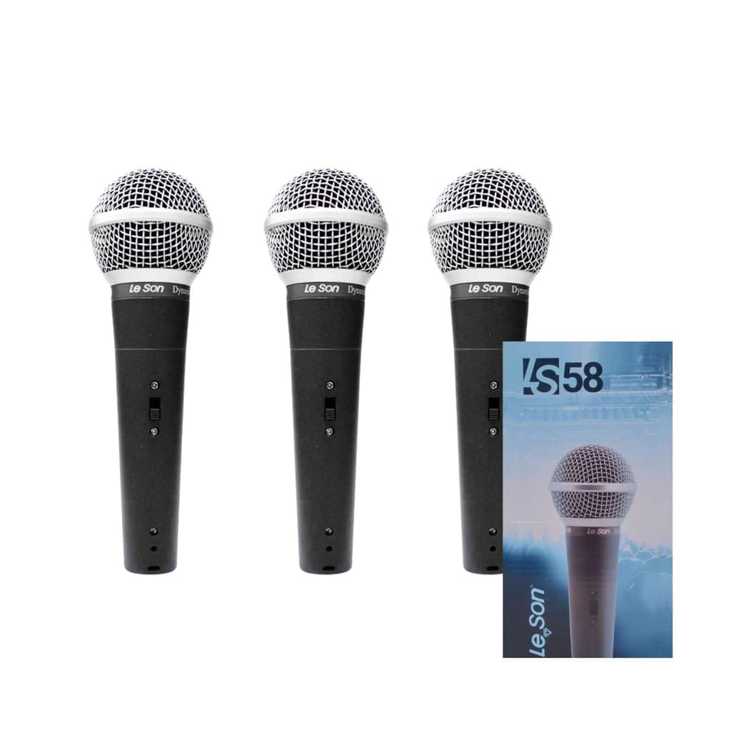 Kit c/ 3 Microfones Dinâmicos com Fio Chumbo Leson - LS-58 2AM002303