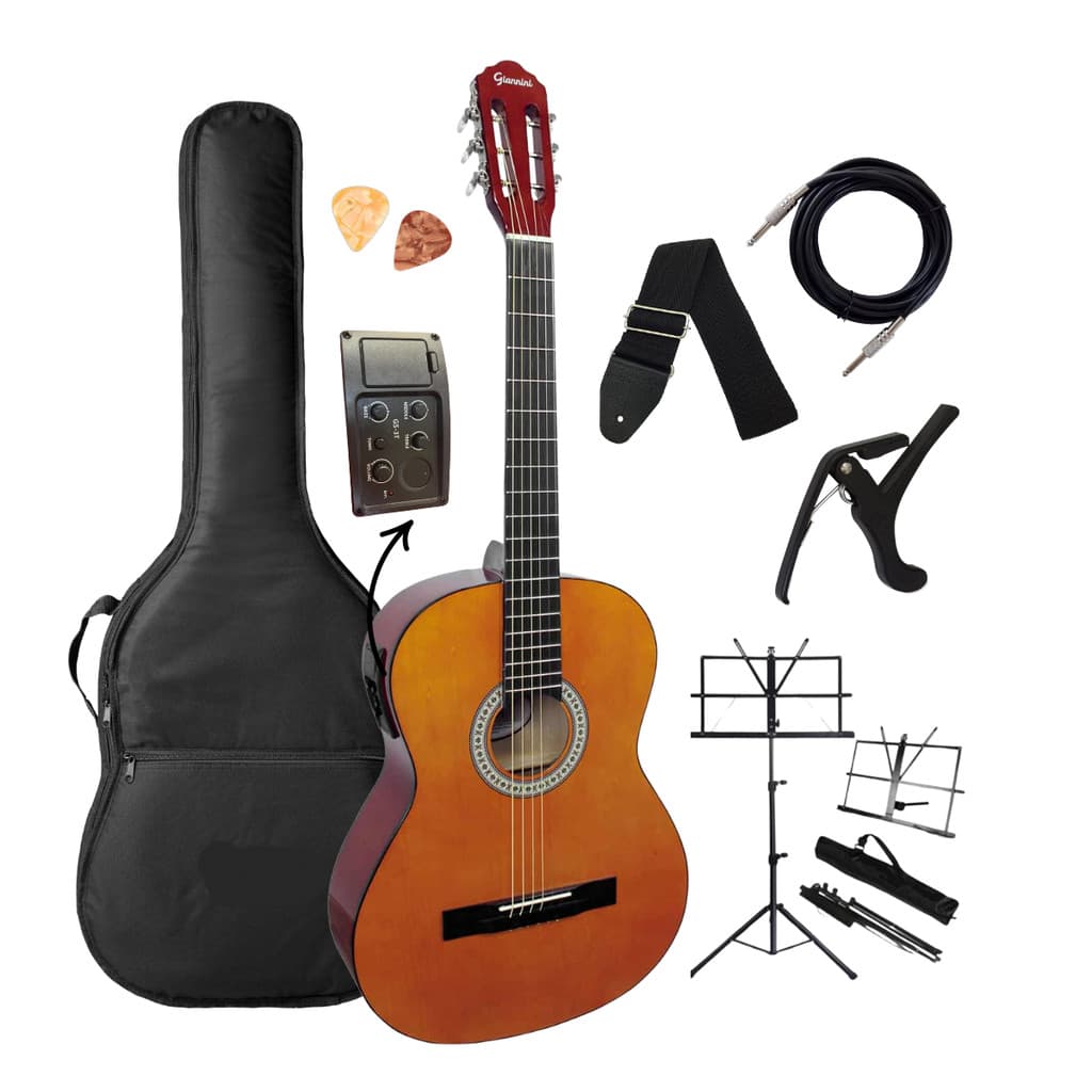 Violão Elétrico Aço Destro Giannini Start S-14 EQ N Natural Brilhante + Acessórios