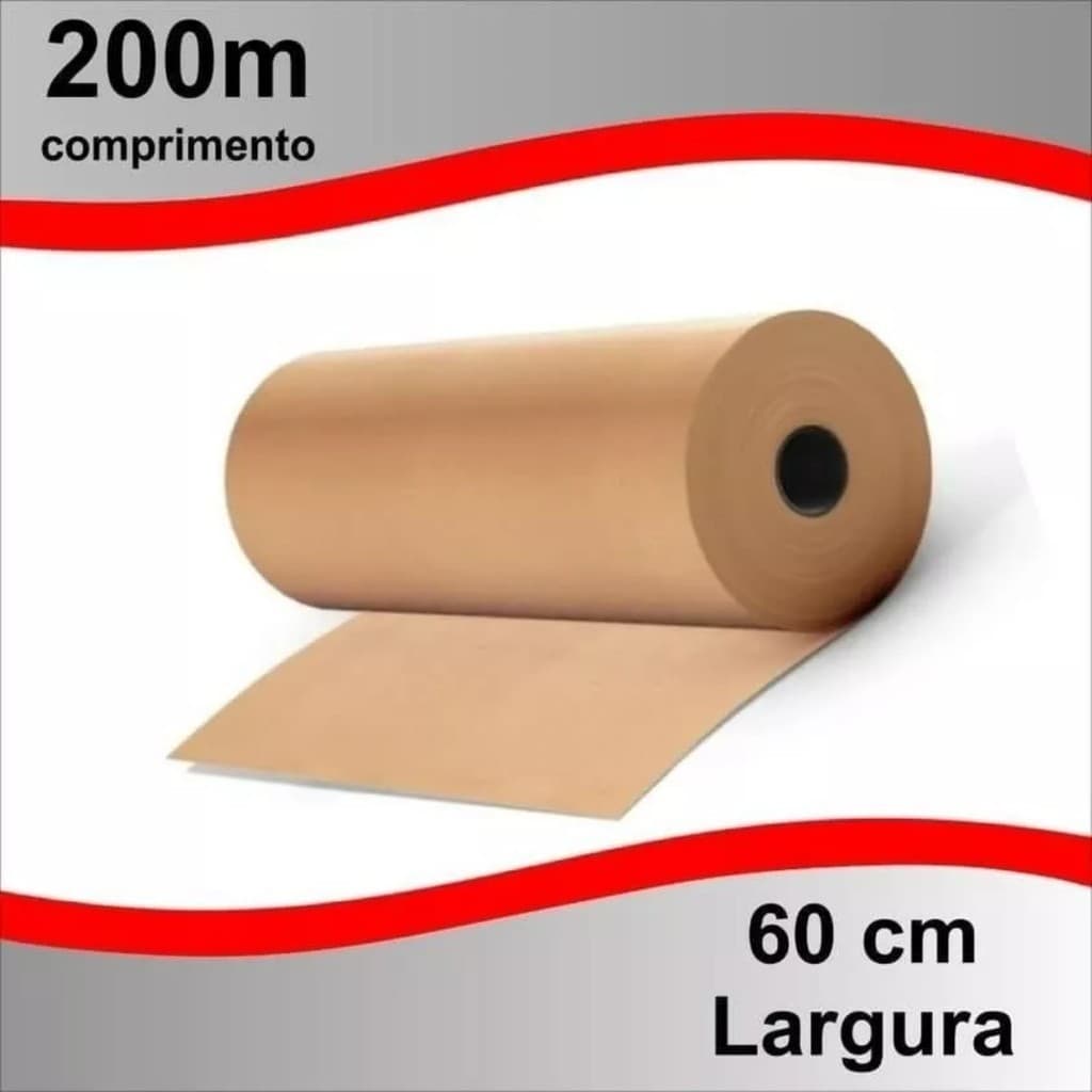 BOBINA 200metros Salva Chão Papel Kraft 60Cm de Largura x 200 Metros Rolo Embalagem de 10kg