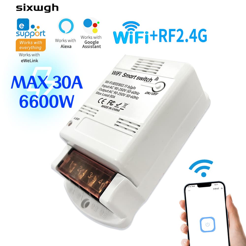 30A Wifi Interruptor Inteligente Da Bomba De Água Suporte eWeLink App Funciona Com Alexa Google home Controle De Voz