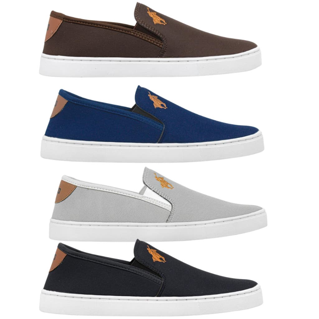 Kit 4 Tênis Sapato Sapatênis Iate Slip on Polo Bordado Estiloso Lançamento Na moda Elegante Toda Ocasião Preço Black