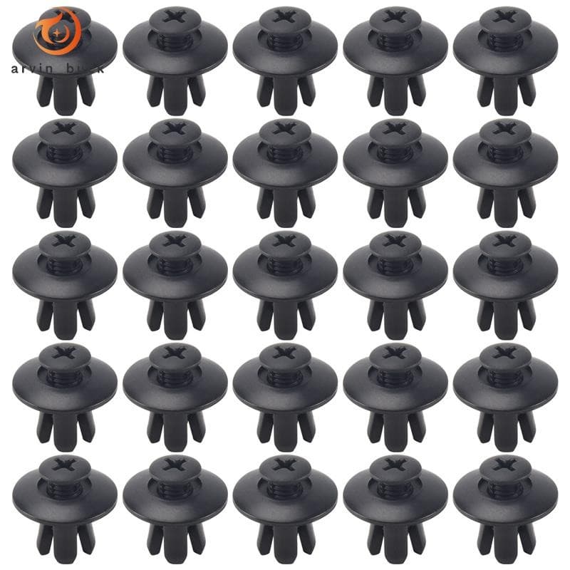 25 Peças De Plástico Push in Pára-Choques Porta Rebites Clipe 8mm Furo Preto