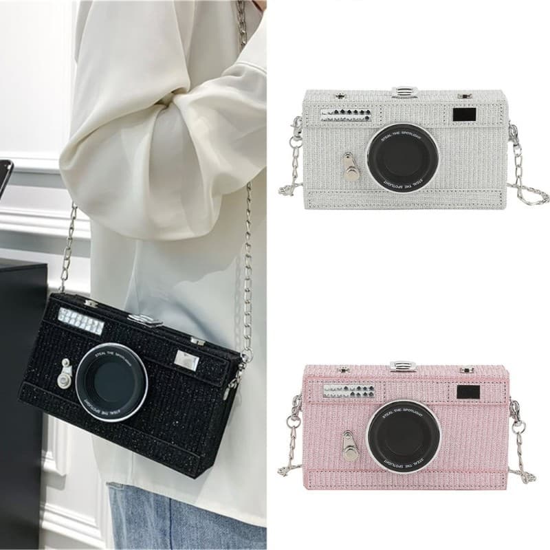 Doublebuy Bolsa De Ombro Feminina De Couro Pequena Quadrada Caixa De Câmera Crossbody Para Festa