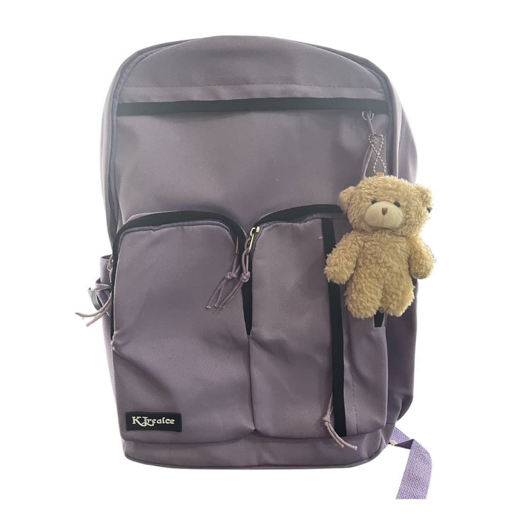 Mochila Escolar Feminina Juvenil Bolsa Com Urso de Pelúcia