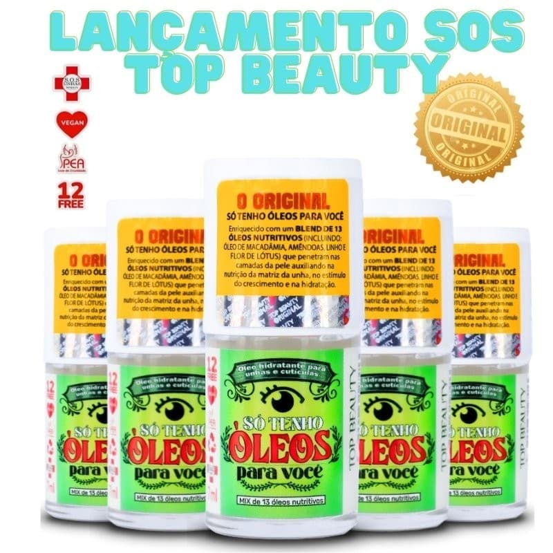 Kit com 06 Óleos Hidratantes de Cutículas e Unhas S.0.S Top Beauty - Só Tenho Óleos Para Você