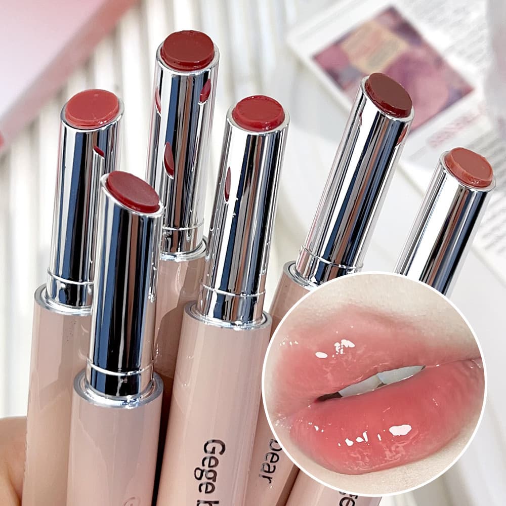 Gege bear Watery Mirror Lip Gloss-Jelly Pink Tint-Hidratante Brilhante Batom Líquido Nutritivo-Esmalte Labial Duradouro