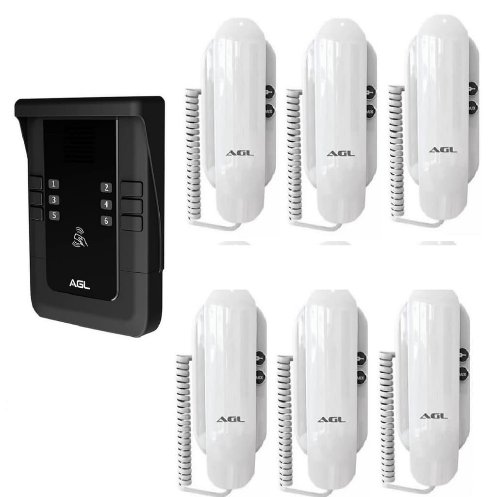 Kit porteiro coletivo S500 6 pontos com 6 interfones S100 AGL