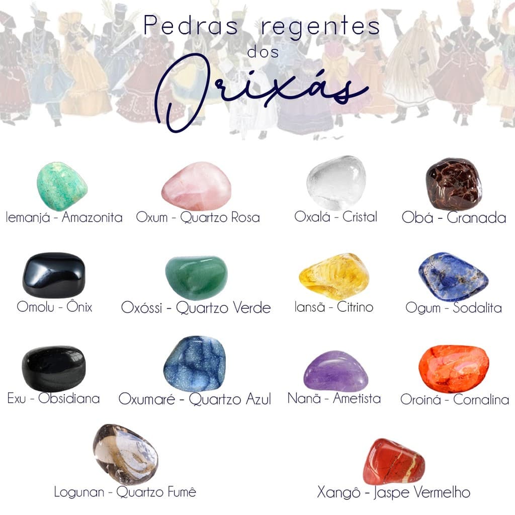 Kit 14 Pedras dos Orixás Cristal Natural Rolado